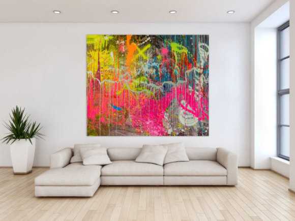 Abstraktes Original Gemälde 150x180cm Action Painting expressionistisch auf Leinwand Mischtechnik braun rot anthrazit hochwertig