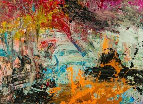 Abstraktes Original Gemälde 150x200cm Action Painting Modern Art handgefertigt Mischtechnik braun schwarz beige hochwertig