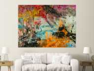 Abstraktes Original Gemälde 150x200cm Action Painting Modern Art handgefertigt Mischtechnik braun schwarz beige hochwertig