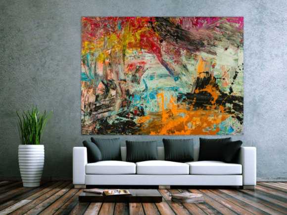 Abstraktes Original Gemälde 150x200cm Action Painting Modern Art handgefertigt Mischtechnik braun schwarz beige hochwertig