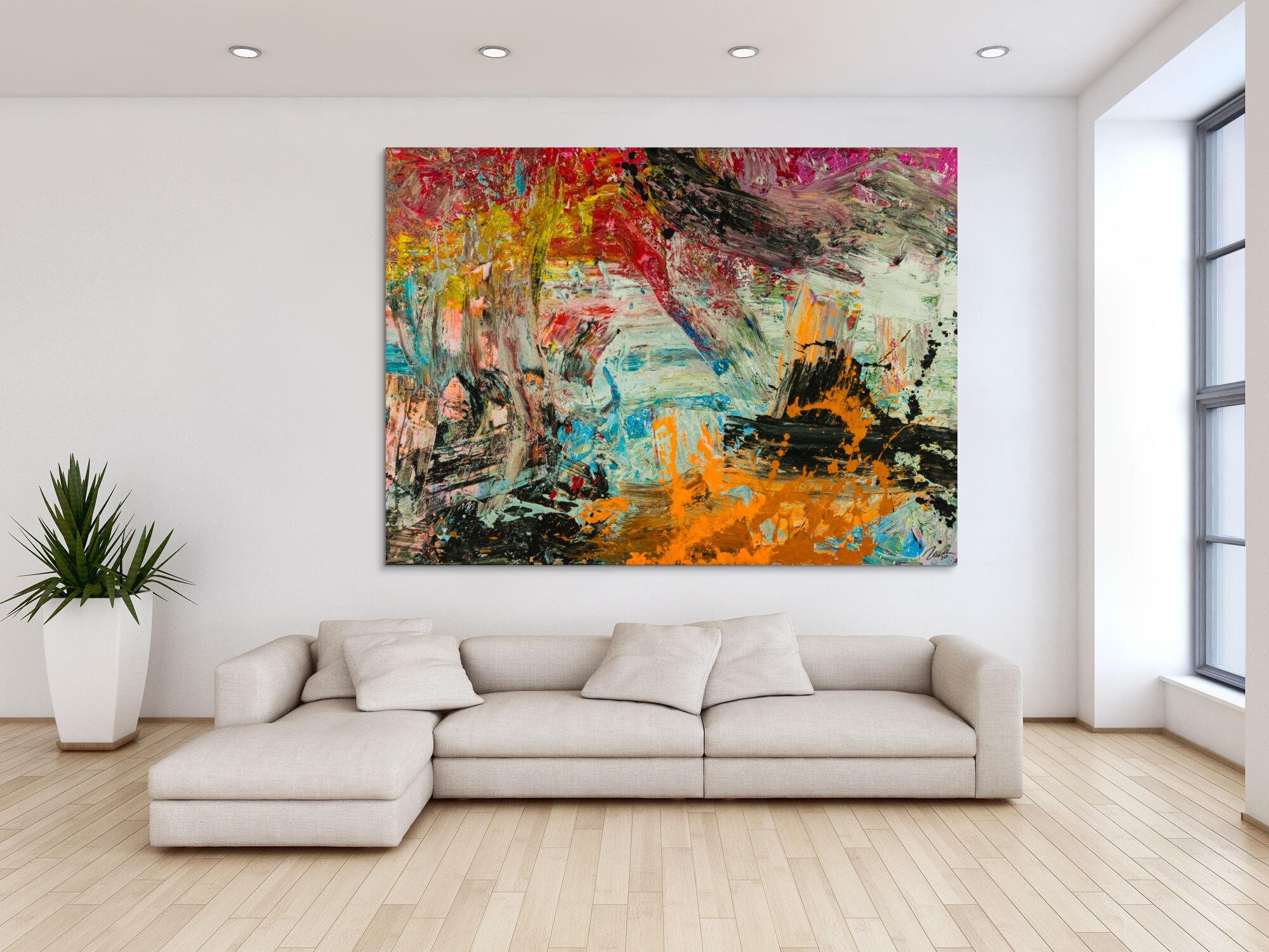 Abstraktes Original Gemälde 150x200cm Action Painting Modern Art handgefertigt Mischtechnik braun schwarz beige hochwertig