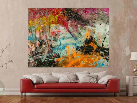 Abstraktes Original Gemälde 150x200cm Action Painting Modern Art handgefertigt Mischtechnik braun schwarz beige hochwertig