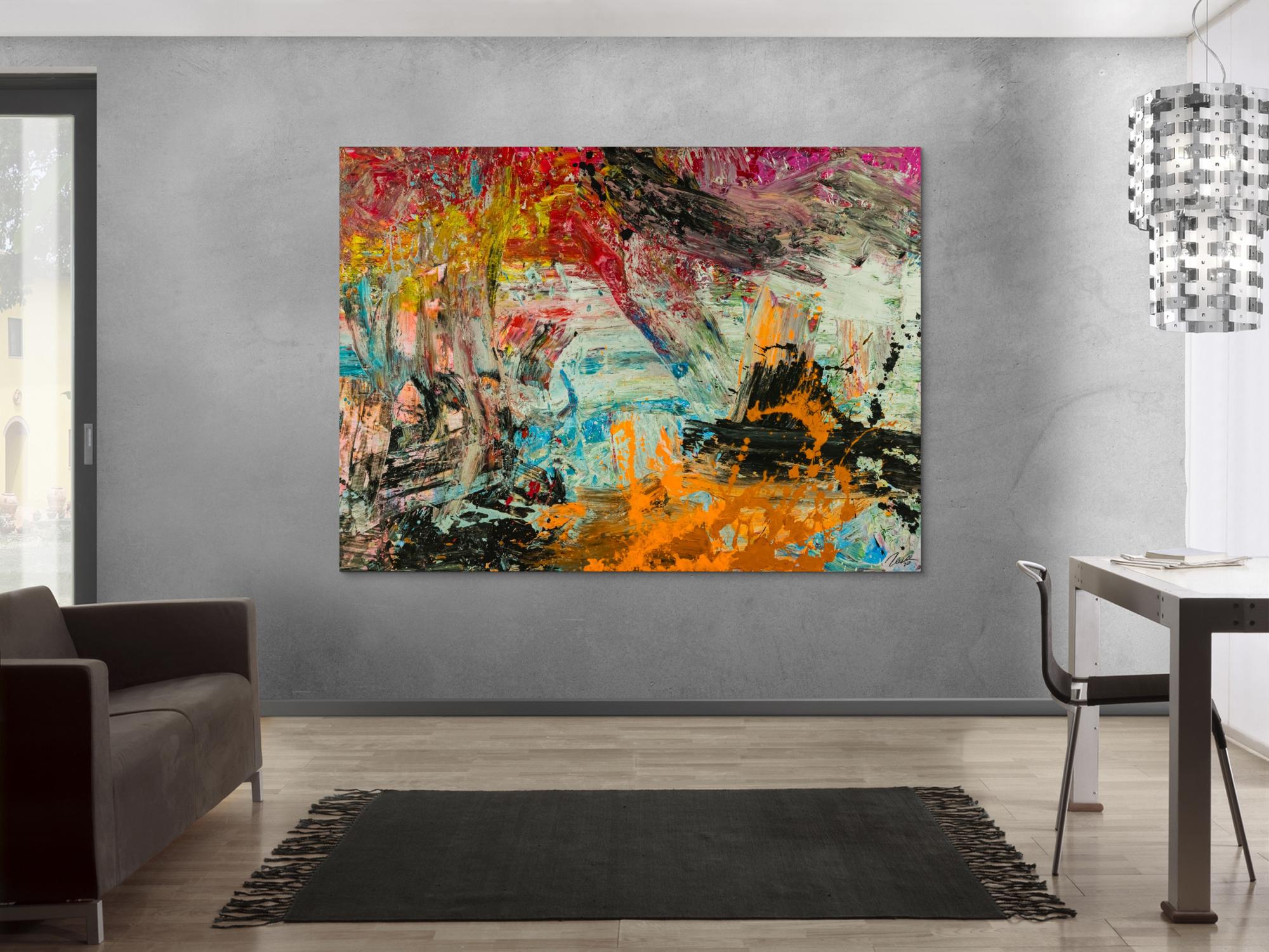 Abstraktes Original Gemälde 150x200cm Action Painting Modern Art handgefertigt Mischtechnik braun schwarz beige hochwertig