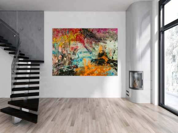 Abstraktes Original Gemälde 150x200cm Action Painting Modern Art handgefertigt Mischtechnik braun schwarz beige hochwertig