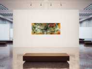 Original Gemälde abstrakt 80x200cm Action Painting Modern Art auf Leinwand Mischtechnik beige braun schwarz Unikat