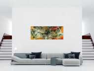 Original Gemälde abstrakt 80x200cm Action Painting Modern Art auf Leinwand Mischtechnik beige braun schwarz Unikat