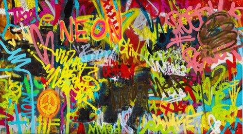 Abstraktes Original Gemälde 110x200cm Action Painting Moderne Kunst handgefertigt Mischtechnik braun schwarz gelb Einzelstück