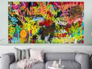 Abstraktes Original Gemälde 110x200cm Action Painting Moderne Kunst handgefertigt Mischtechnik braun schwarz gelb Einzelstück