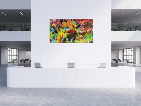 Abstraktes Original Gemälde 110x200cm Action Painting Moderne Kunst handgefertigt Mischtechnik braun schwarz gelb Einzelstück