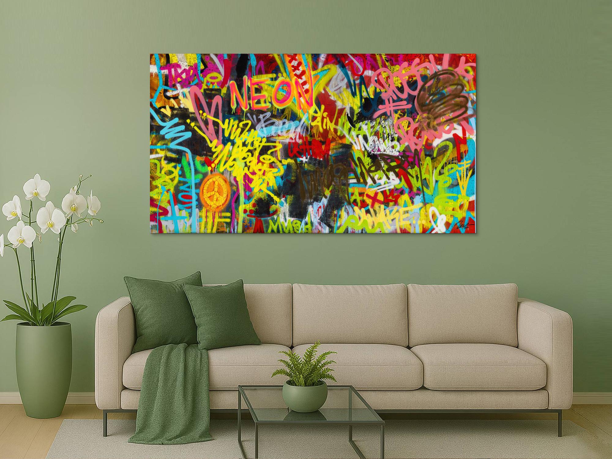 Abstraktes Original Gemälde 110x200cm Action Painting Moderne Kunst handgefertigt Mischtechnik braun schwarz gelb Einzelstück