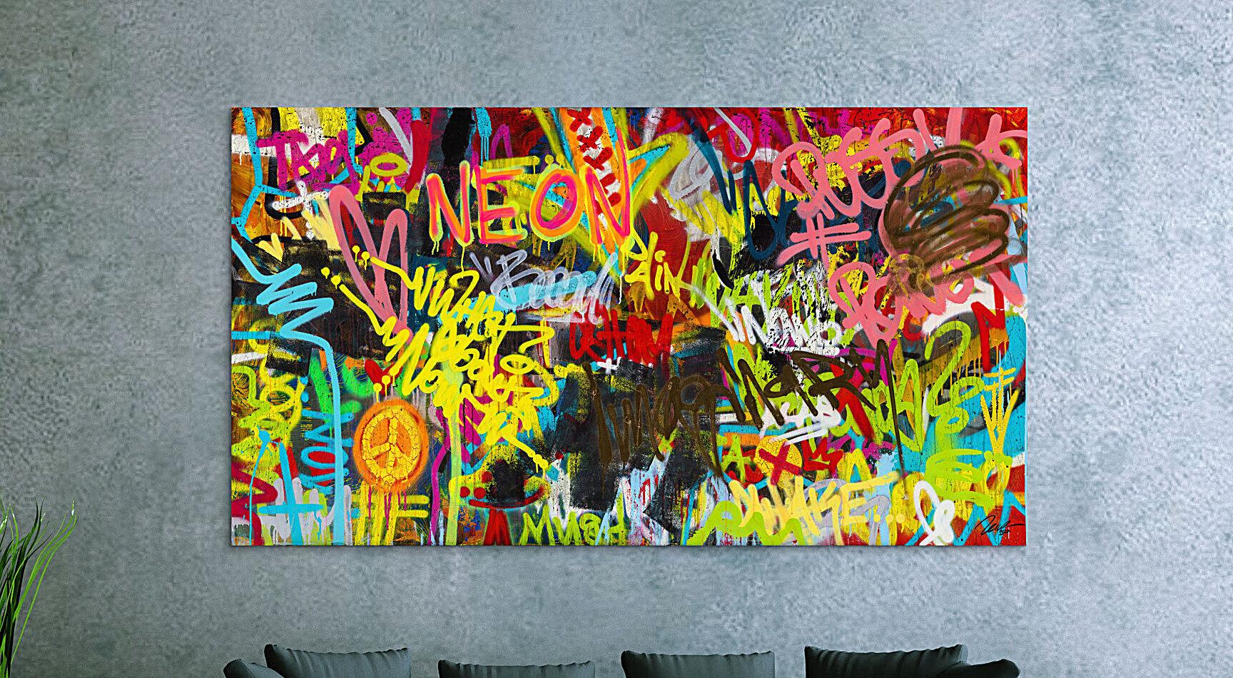 Abstraktes Original Gemälde 110x200cm Action Painting Moderne Kunst handgefertigt Mischtechnik braun schwarz gelb Einzelstück