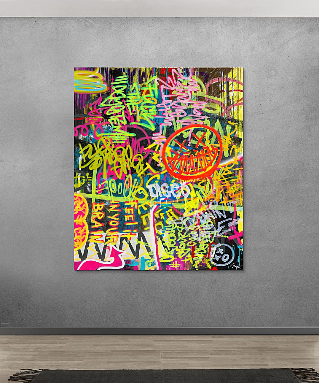 Abstraktes Original Gemälde 180x150cm Action Painting Modern Art handgefertigt Mischtechnik schwarz braun gelb einzigartig