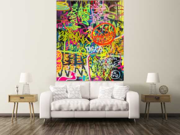 Abstraktes Original Gemälde 180x150cm Action Painting Modern Art handgefertigt Mischtechnik schwarz braun gelb einzigartig