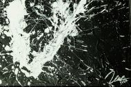 Detailaufnahme Gemälde Original abstrakt 100x100cm Minimalistisch Moderne Kunst auf Leinwand Action Painting schwarz weiß hochwertig