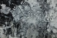 Detailaufnahme Gemälde Original abstrakt 80x200cm Minimalistisch Modern Art auf Leinwand Action Painting anthrazit schwarz grau hochwertig