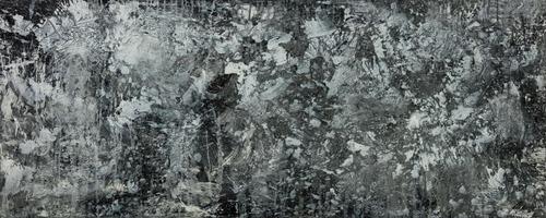 Gemälde Original abstrakt 80x200cm Minimalistisch Modern Art auf Leinwand Action Painting anthrazit schwarz grau hochwertig