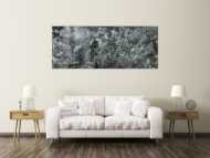 Gemälde Original abstrakt 80x200cm Minimalistisch Modern Art auf Leinwand Action Painting anthrazit schwarz grau hochwertig