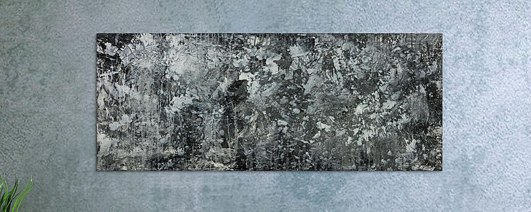 Gemälde Original abstrakt 80x200cm Minimalistisch Modern Art auf Leinwand Action Painting anthrazit schwarz grau hochwertig