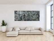 Gemälde Original abstrakt 80x200cm Minimalistisch Modern Art auf Leinwand Action Painting anthrazit schwarz grau hochwertig