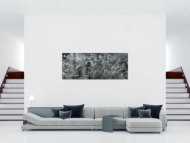 Gemälde Original abstrakt 80x200cm Minimalistisch Modern Art auf Leinwand Action Painting anthrazit schwarz grau hochwertig