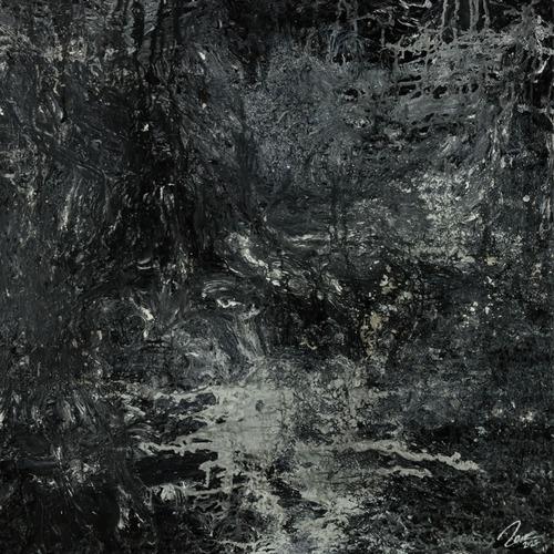 Gemälde Original abstrakt 100x100cm Minimalistisch Modern Art handgemalt Action Painting schwarz anthrazit einzigartig