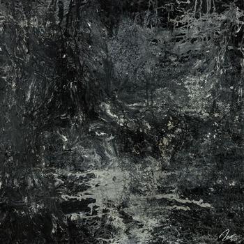 Gemälde Original abstrakt 100x100cm Minimalistisch Modern Art handgemalt Action Painting schwarz anthrazit einzigartig