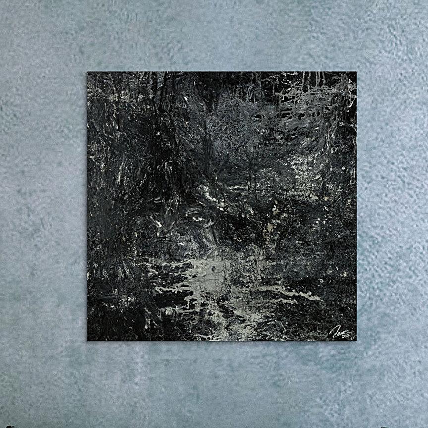 Gemälde Original abstrakt 100x100cm Minimalistisch Modern Art handgemalt Action Painting schwarz anthrazit einzigartig