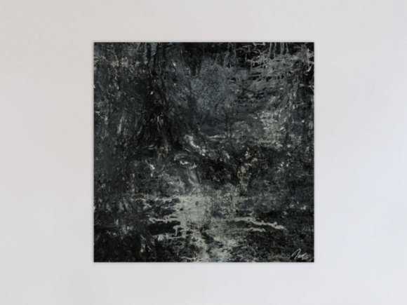 Gemälde Original abstrakt 100x100cm Minimalistisch Modern Art handgemalt Action Painting schwarz anthrazit einzigartig