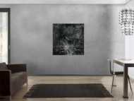 Gemälde Original abstrakt 100x100cm Minimalistisch Modern Art handgemalt Action Painting schwarz anthrazit einzigartig
