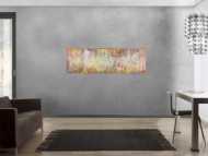 Abstraktes Original Gemälde 50x160cm Minimalistisch Moderne Kunst auf Leinwand Action Painting beige weiß braun hochwertig