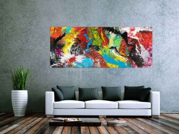 Abstraktes Original Gemälde 80x200cm Action Painting Modern Art ...