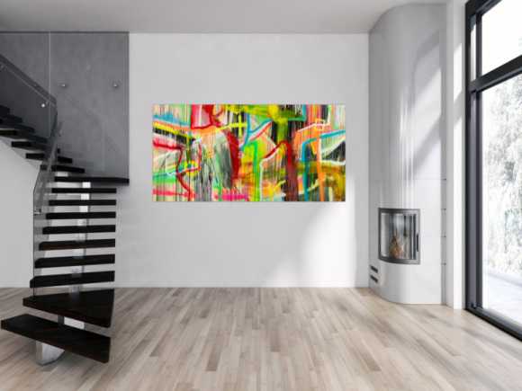Original Gemälde abstrakt 100x200cm Action Painting zeitgenössisch ...