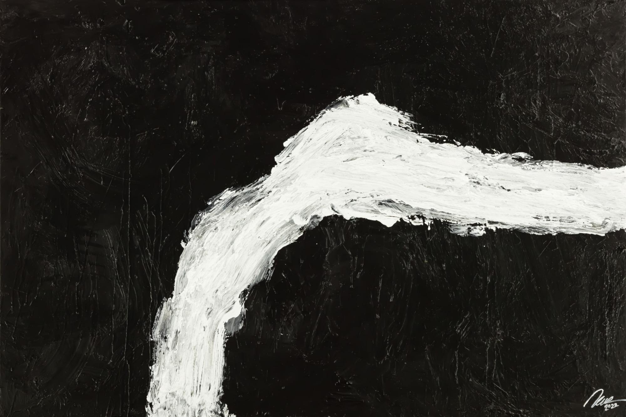 Original Gemälde abstrakt 100x150cm Minimalistisch grobe Struktur handgemalt Mischtechnik schwarz weiß hochwertig