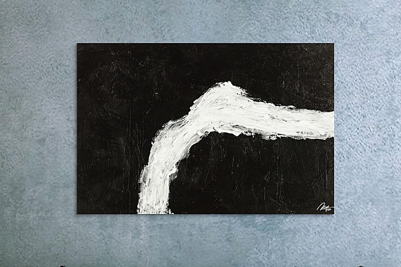 Original Gemälde abstrakt 100x150cm Minimalistisch grobe Struktur handgemalt Mischtechnik schwarz weiß hochwertig