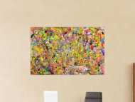 Gemälde Original abstrakt 90x140cm Action Painting Moderne Kunst handgefertigt Action Painting bunt orange gelb Einzelstück