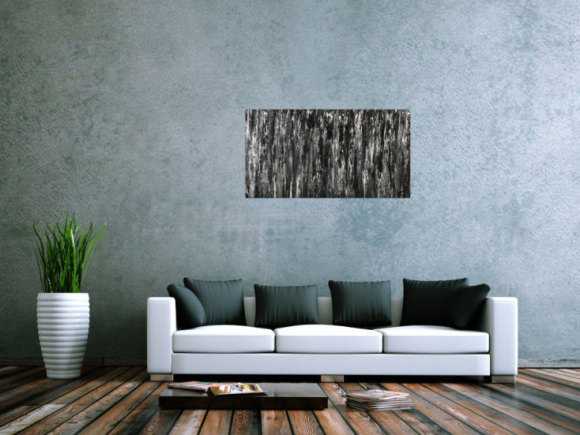 Original Gemälde abstrakt 60x100cm Minimalistisch expressionistisch handgemalt Fluid Painting schwarz weiß schwarz weiss Einzelstück