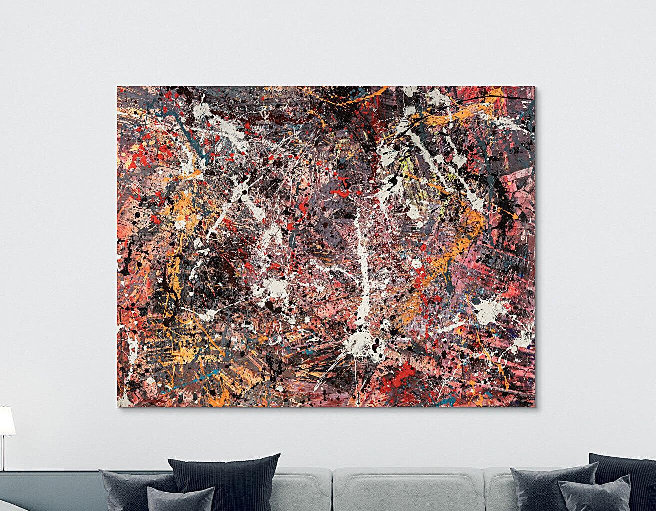 Abstraktes Kunstwerk in Rot und Orange