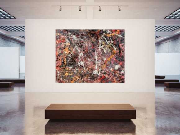 Gemälde Original abstrakt 195x250cm Action Painting expressionistisch handgefertigt Splash Art schwarz orange weiß hochwertig