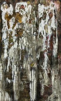 Original Gemälde abstrakt 100x60cm Mischtechnik zeitgenössisch handgefertigt  schwarz anthrazit weiß einzigartig