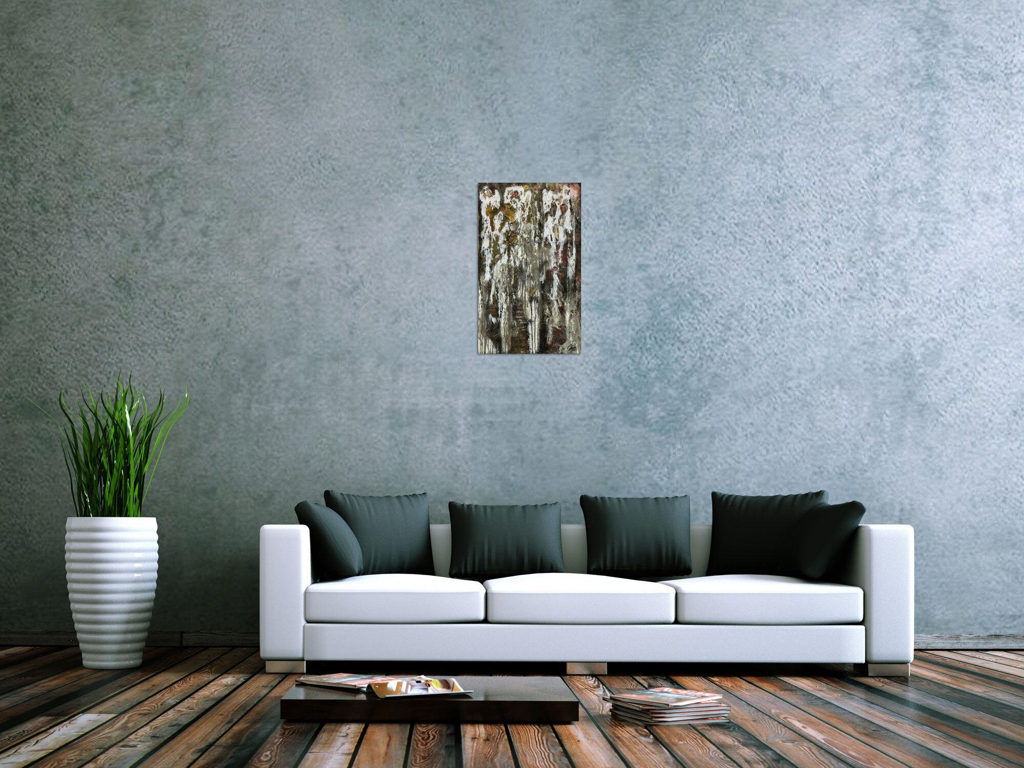 Original Gemälde abstrakt 100x60cm Mischtechnik zeitgenössisch handgefertigt  schwarz anthrazit weiß einzigartig