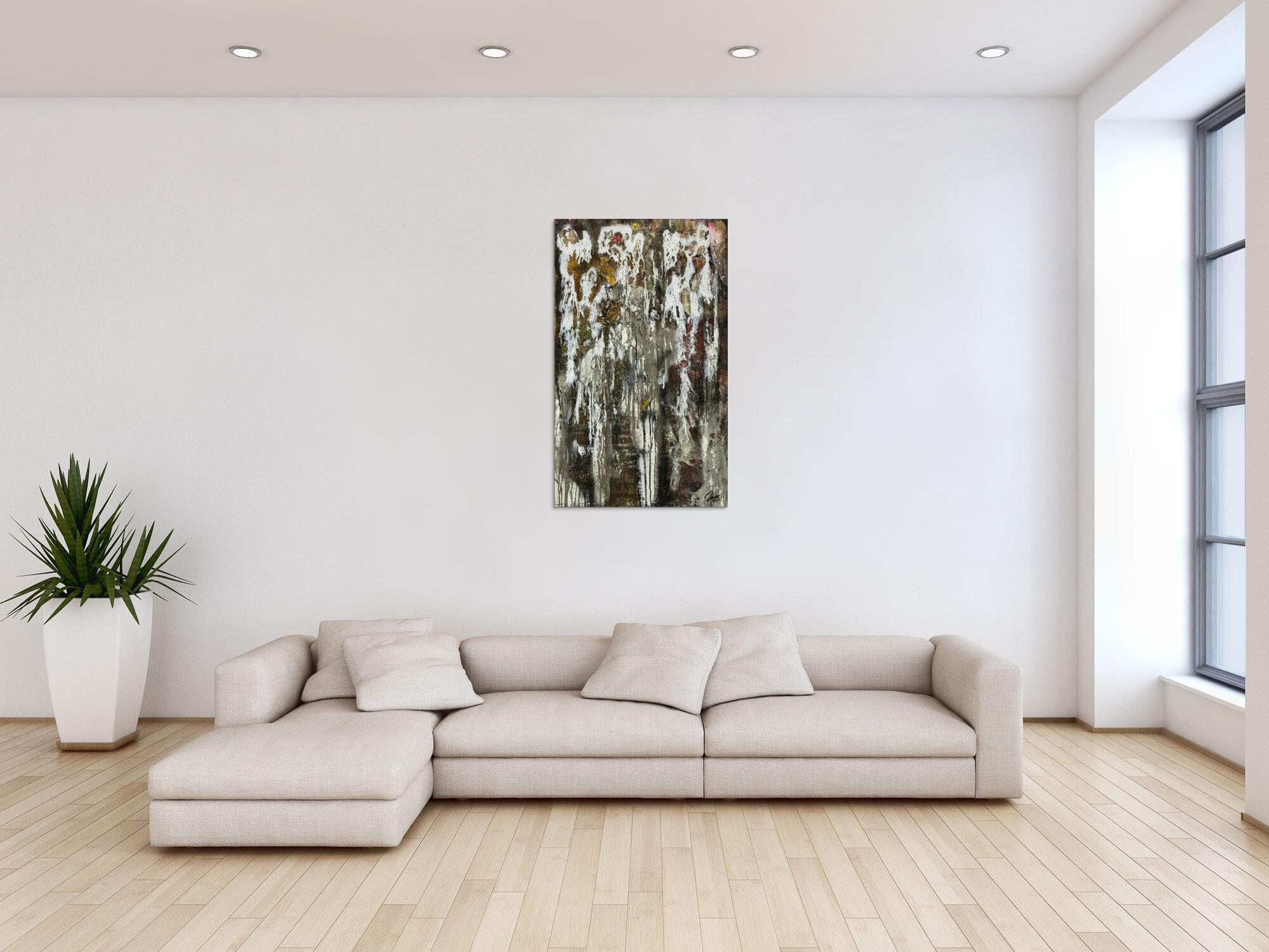 Original Gemälde abstrakt 100x60cm Mischtechnik zeitgenössisch handgefertigt  schwarz anthrazit weiß einzigartig