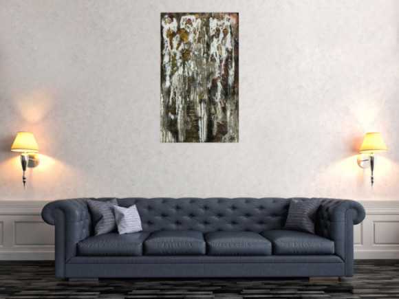 Original Gemälde abstrakt 100x60cm Mischtechnik zeitgenössisch handgefertigt  schwarz anthrazit weiß einzigartig
