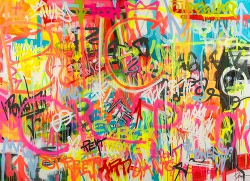 Original Gemälde abstrakt 160x220cm Mischtechnik expressionistisch handgemalt Mischtechnik bunt pink gelb hochwertig