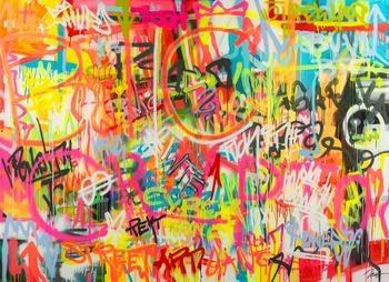 Original Gemälde abstrakt 160x220cm Mischtechnik expressionistisch handgemalt Mischtechnik bunt pink gelb hochwertig