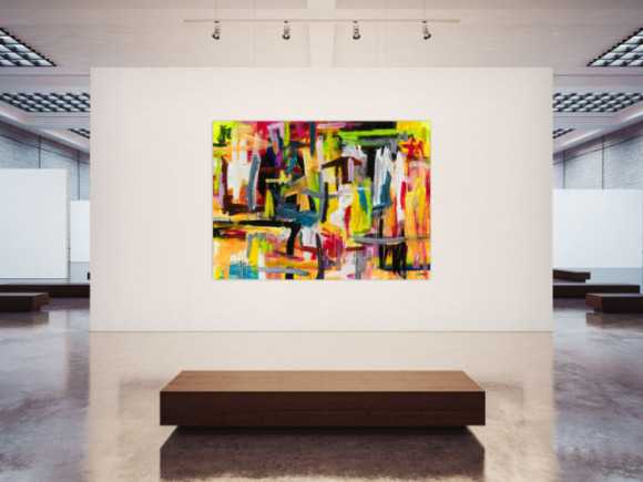 Gemälde Original abstrakt 160x220cm Mischtechnik Modern Art auf Leinwand Mischtechnik bunt gelb weiß Unikat