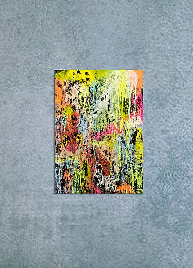 Original Gemälde abstrakt 100x72cm Mischtechnik Modern Art Mischtechnik bunt NEON gelb pink schwarz Unikat
