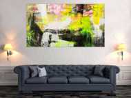 Original Gemälde abstrakt 100x180cm Mischtechnik Modern Art handgefertigt Mischtechnik schwarz gelb weiß NEON