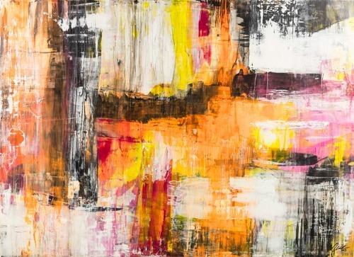 Gemälde Original abstrakt 160x220cm Spachteltechnik Modern Art handgemalt Mischtechnik weiß beige schwarz Einzelstück