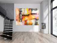 Gemälde Original abstrakt 160x220cm Spachteltechnik Modern Art handgemalt Mischtechnik weiß beige schwarz Einzelstück