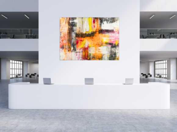 Gemälde Original abstrakt 160x220cm Spachteltechnik Modern Art handgemalt Mischtechnik weiß beige schwarz Einzelstück